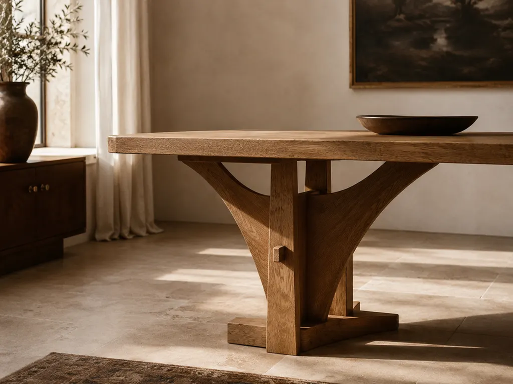 Mesa de comedor en roble macizo con patas de diseño propio, en Oviedo